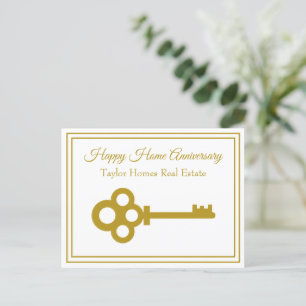 Chic Gold Key Fastighets Happy Home Anniversary Vykort