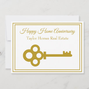 Chic Gold Key Fastighets Happy Home-årsdag Kort
