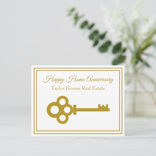 Chic Gold Key Fastighetsbolag Happy Home Anniversa Vykort (Stående Fram)