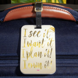 Chic Gold Script Typography Motivational Text  Bagagebricka