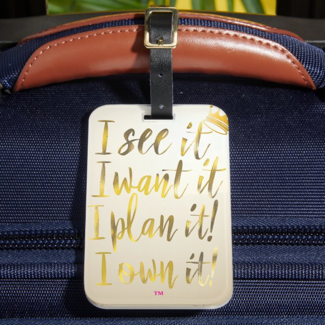 Chic Gold Script Typography Motivational Text  Bagagebricka (Framsida Insitu 2)