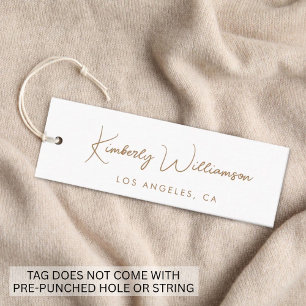 Chic Gold Signatur Skript Vit Hängande Märket Mini Visitkort