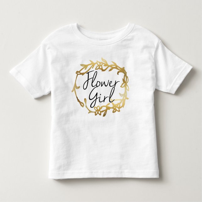 Chic Golden Blommigt | Flower Girl T Shirt (Framsida)