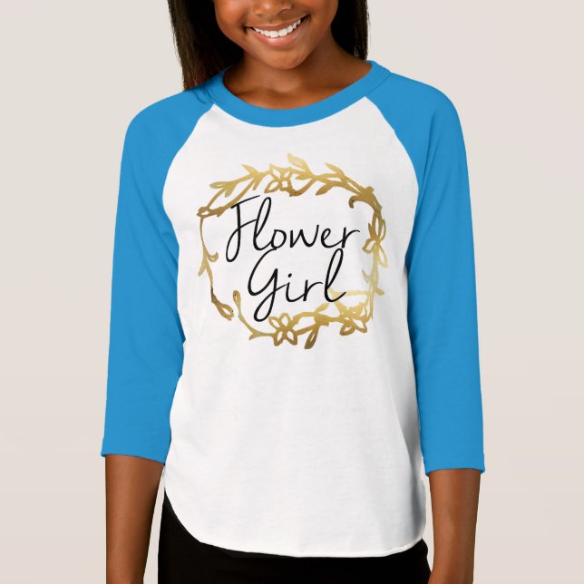 Chic Golden Blommigt Flower Girl Tee (Framsida)