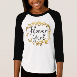 Chic Golden Blommigt Flower Girl Tee