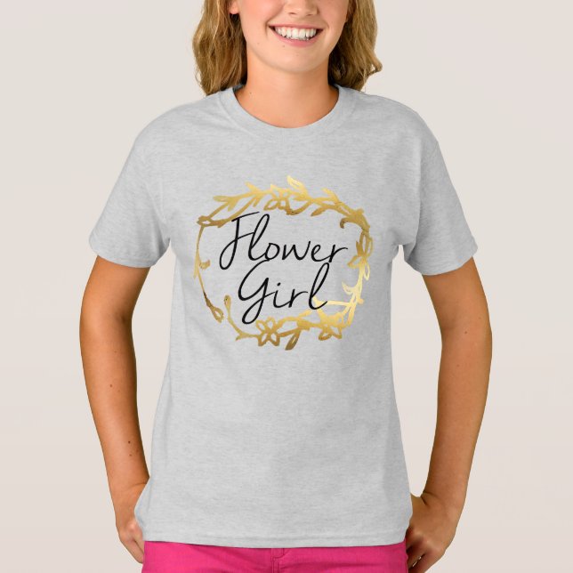 Chic Golden Blommigt Flower Girl Tee (Framsida)