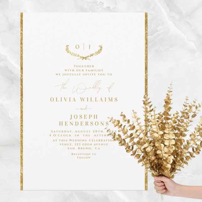 CHIC GOLDEN BRÖLLOP GOLD FOIL LUXE INBJUDANDE INBJUDNINGAR (Skapare uppladdad)