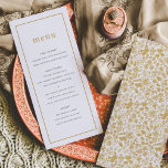 Chic Golden Ditzy Blommigt Bröllop Meny<br><div class="desc">Ett delikat guldfärgat färg-system skapar en romantisk chic för vintagen som möter moderna bröllop-menyer. Framsidan har modern typografi i en knappad uppställning,  medan baksidan med diken blommigt blommar. Anpassa till din egen händelse och para med den samordnande sviten delar.</div>
