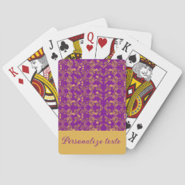Chic Golden Flowers på lila mönster | Anpassad Casinokort