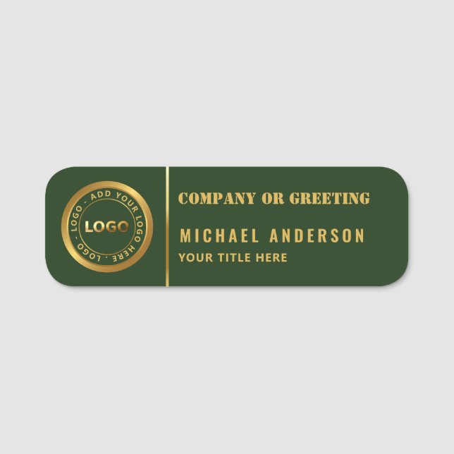 Chic Golden Logotyp Corporate Professionell Employ Namnbricka (Framsida)