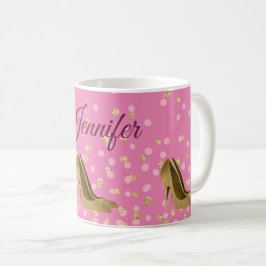 Chic Golden Stilettos Rosa  Kaffemugg