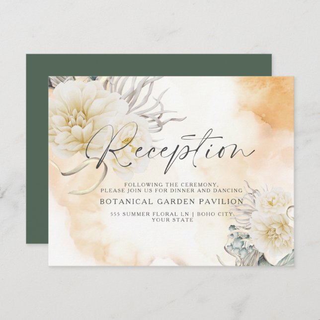 Chic Goldenrod Blommigt Watercolor Reception (Fram/baksida)