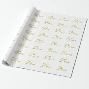 Chic Goldskrift Vit Kärlek Kalligrafi Bröllop Presentpapper