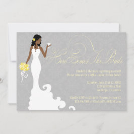 Chic grå färggult här kommer brudduschen inbjudningar
