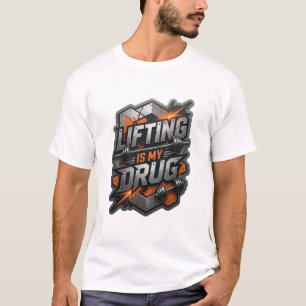 Chic Grå LIFTING IS MY DRUG Slogan T-shirt