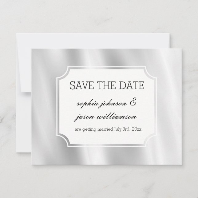 Chic Grå Silver save the date Spara Datumet (Framsida)