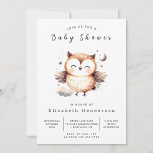 Chic Gracnice Uggla Baby Shower Inbjudningar