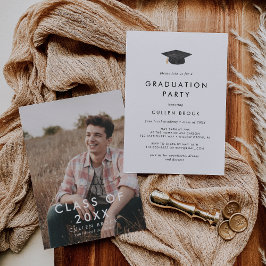Chic Grad Cap Class of 2024 Photo Studentfest Inbjudningar