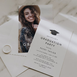 Chic Grad Cap Photo Studentfest Inbjudningar