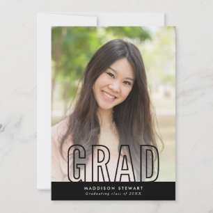 CHIC GRAD modern bildkonturtyp överlägg svart Inbjudningar