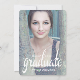 Chic Grad Modern Foto Studenten Inbjudan