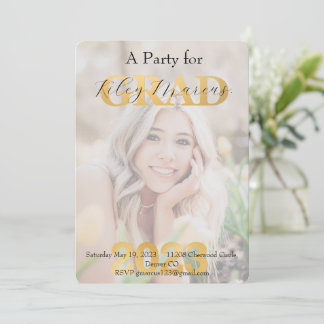 Chic Grad Photo Overlay Guld Party Inbjudan
