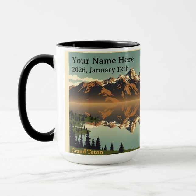Chic Grand Teton Wildlife & Peak Custom Mugg (Vänster)