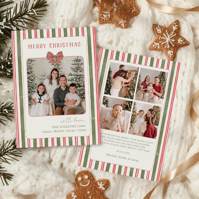 Chic Grandmillennial Coquette Christmas Photo Julkort (Skapare uppladdad)