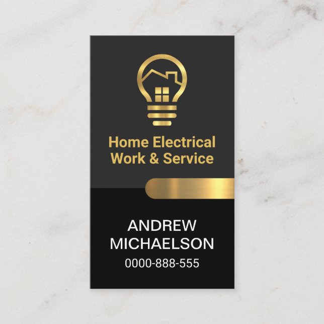 Chic Grått Black Lagrar Guld Tab Electrical Visitkort (Framsida)