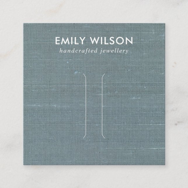 CHIC GRÅTT BLUE BURLAP LINEN HAIR CLIP VISNING CLI FYRKANTIGT VISITKORT (Framsida)