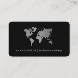 Chic Grått Gradient World Map Global Travel Agent Visitkort
