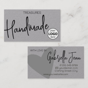 Chic Grått Handmade Crafts enkla Logotyp Clean Kra Visitkort