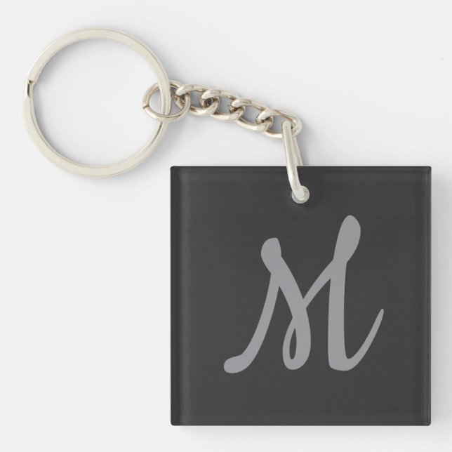 Chic Grått Initial Brev Monogram Modern (Framsidan)