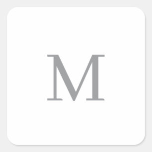 Chic Grått Initial Brev Monogram Modern Fyrkantigt Klistermärke