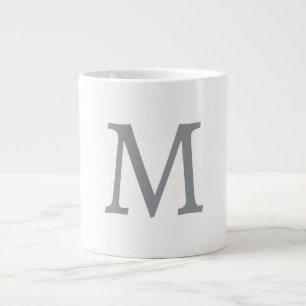 Chic Grått Initial Brev Monogram Modern Jumbo Mugg