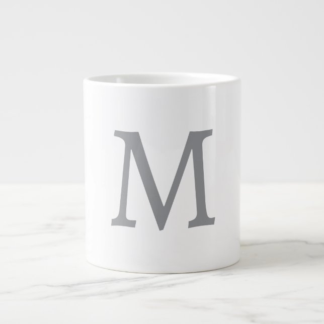 Chic Grått Initial Brev Monogram Modern Jumbo Mugg (Framsidan)