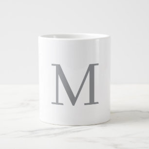 Chic Grått Initial Brev Monogram Modern Jumbo Mugg