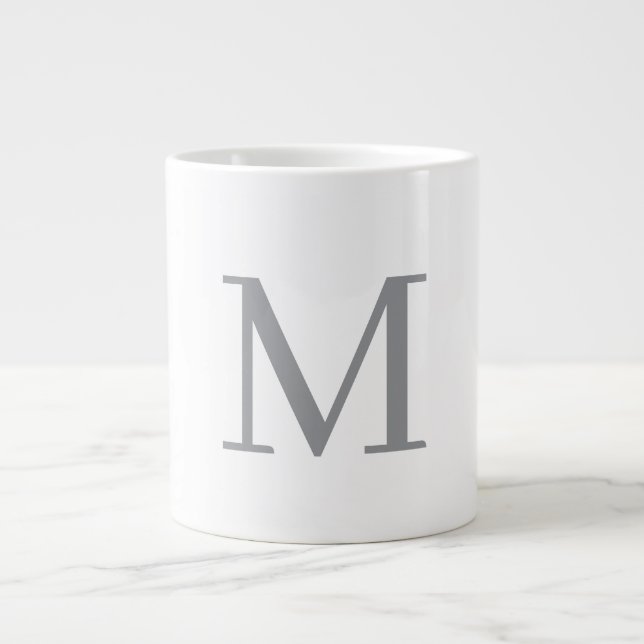 Chic Grått Initial Brev Monogram Modern Jumbo Mugg (Framsidan)