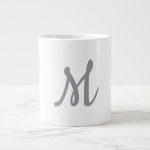 Chic Grått Initial Brev Monogram Modern Jumbo Mugg