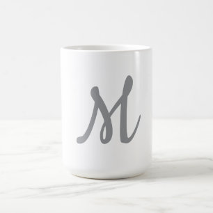 Chic Grått Initial Brev Monogram Modern Kaffemugg
