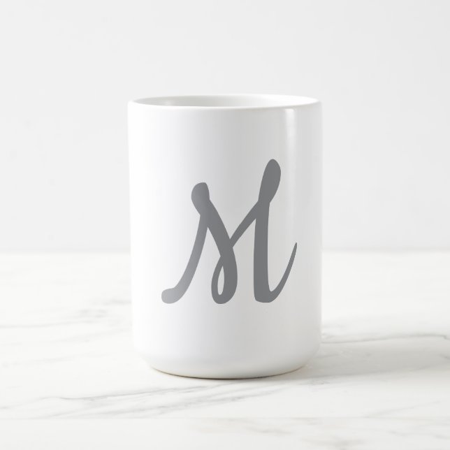 Chic Grått Initial Brev Monogram Modern Kaffemugg (Center)