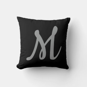 Chic Grått Initial Brev Monogram Modern Kudde