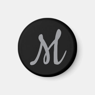 Chic Grått Initial Brev Monogram Modern Magnet