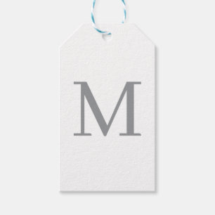 Chic Grått Initial Brev Monogram Modern Presentetikett