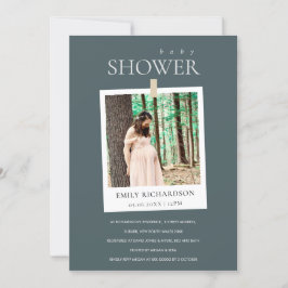 CHIC GRÅTT MINIMAL ANPASSNINGSBAR PHOTO BABY SHOWE TACK KORT