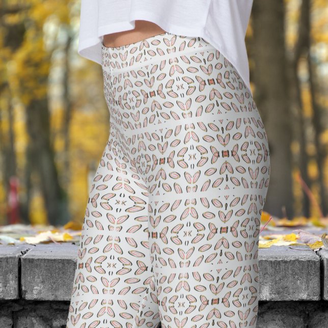 Chic Grått Mirrored Helix Mönster Leggings (Chic Gray Mirrored Helix Pattern Leggings)