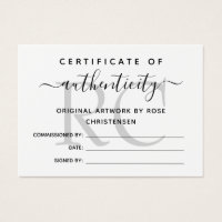 Chic Grått Monogram Authenticity-certifikat