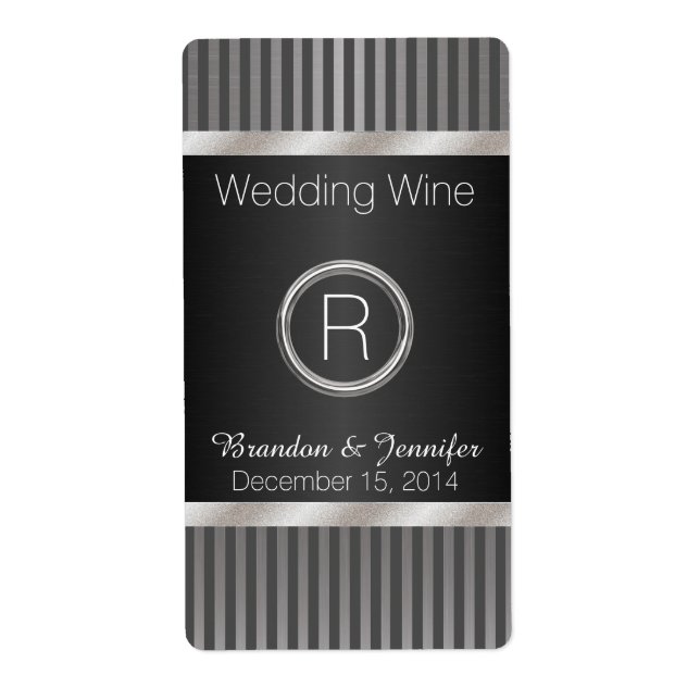 Chic Grått- och Silver Bröllop Mini Vin-etiketter Fraktsedel (Framsidan)