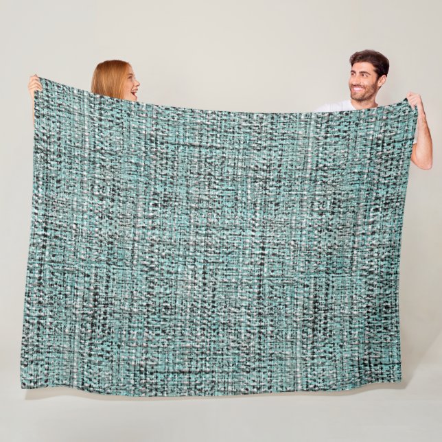 Chic Grått Seafoam Blue Grönt Boucle Woven Mönster Fleecefilt (På plats)