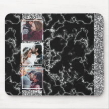 Chic Grått & svart Marble 3 Photo Collage anpassa